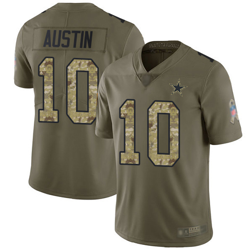 Men Dallas Cowboys Limited Olive Camo Tavon Austin #10 2017 Salute to Service NFL Jersey->dallas cowboys->NFL Jersey